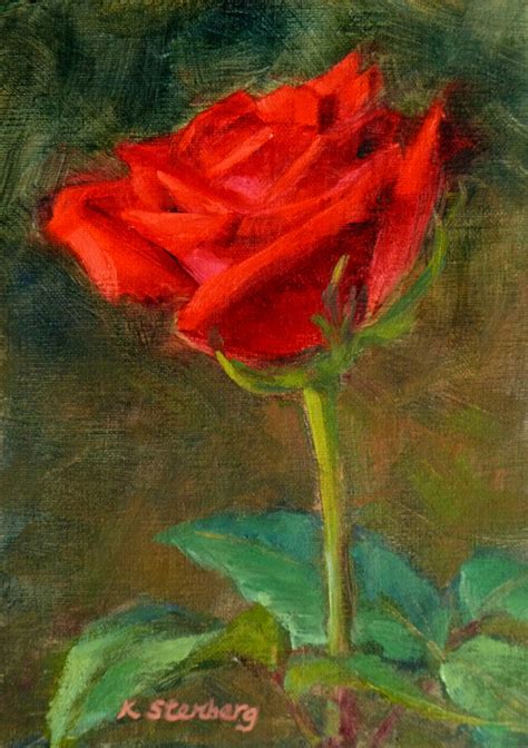 Kim Stenberg's Painting Journal: "Red Rose" (oil on linen; 7" x 5")