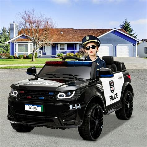 Ride On Toys Kids Police Car, 12V Battery Powered Electric Police Truck ...