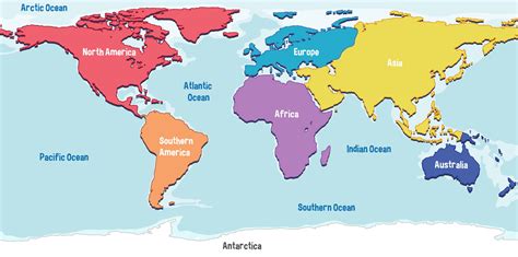 World map with continents names and oceans 2046888 Vector Art at Vecteezy