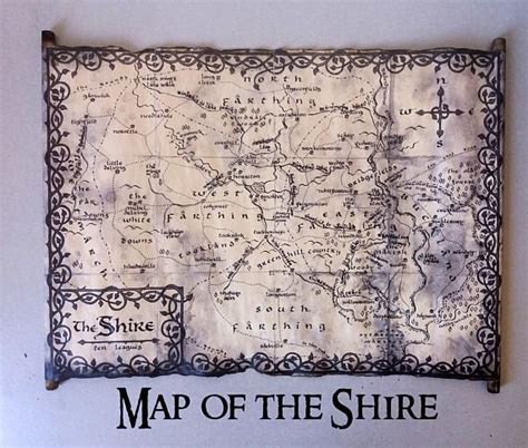 Map of the Shire Scroll, Lord of the Rings Shire Map, the Hobbit Shire ...