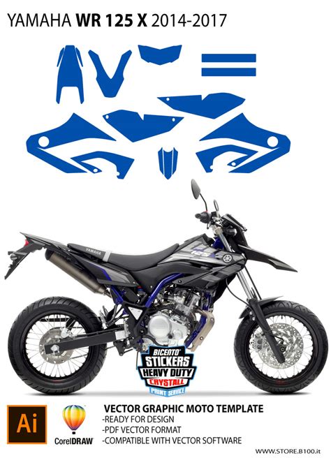 Graphics template YAMAHA WR 125 X 2014-2017 | Yamaha Adventure/Motard ...