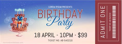 Birthday Party Ticket Templates for Word | FREE Download