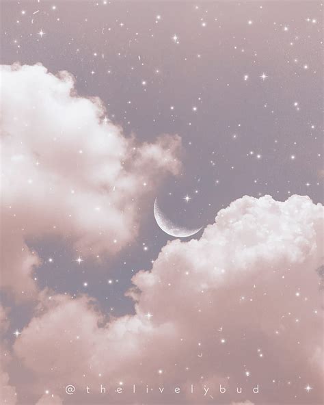 Aesthetic sky 1, aesthetic, clouds, iphone, moon, nature, pink, purple ...