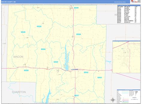 Macon County, MO Zip Code Wall Map Basic Style by MarketMAPS - MapSales