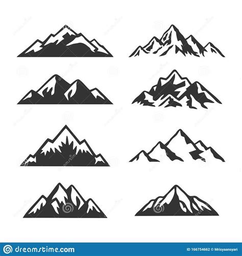 Mountain Clip Art Collection Set Stock Vector - Illustration of cloud ...