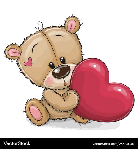 Cute teddy bear with heart Royalty Free Vector Image