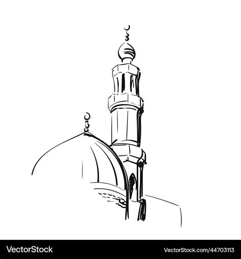 Mosque minaret sketch islamic architecture hand Vector Image