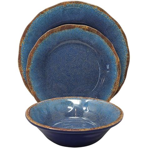 Gianna's Home 12 Piece Rustic Farmhouse Melamine Dinnerware Set (Blue ...