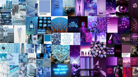 Blue to Purple Aesthetic Wall Collage Kit 90 Pcs Printable - Etsy