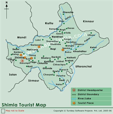 Shimla Tourist Map, Tourist Map of Shimla