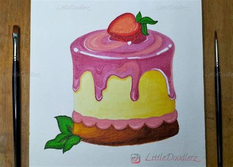 Acrylic Cake painting| Birthday Cake