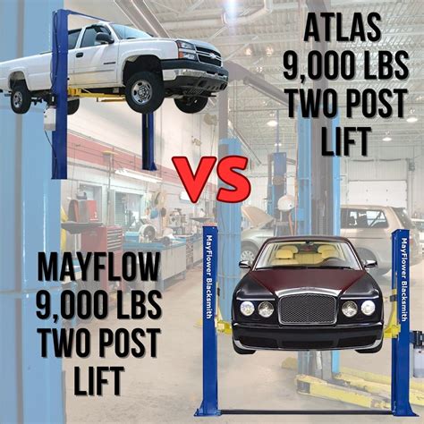 Atlas 9,000 LB Two Post Car Lift Vs Mayflower Two Post 9,000 Car Lift ...