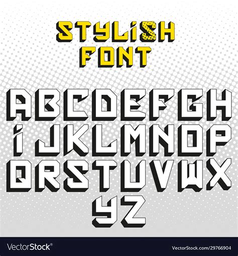 Cool high detail comic font alphabet in style Vector Image