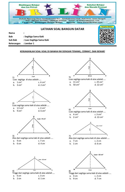Kumpulan Soal Luas Segitiga Sama Kaki dan Cara Mengerjakan Terbaru ...