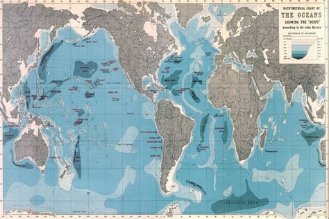 Europe Map with Oceans World Ocean Depths Map Wallpaper Mural Home ...