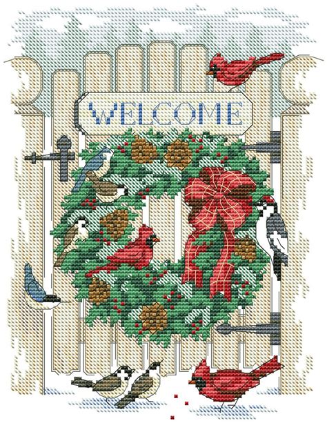 Christmas Counted cross stitch Inviting Holiday Wreath Pattern | Etsy