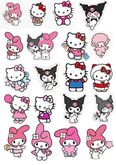 the hello kitty stickers are all different colors and sizes, but one is ...