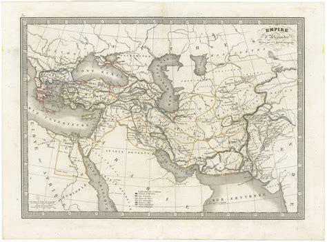 Antique Map of the empire of Alexander the Great by Monin (c.1838)