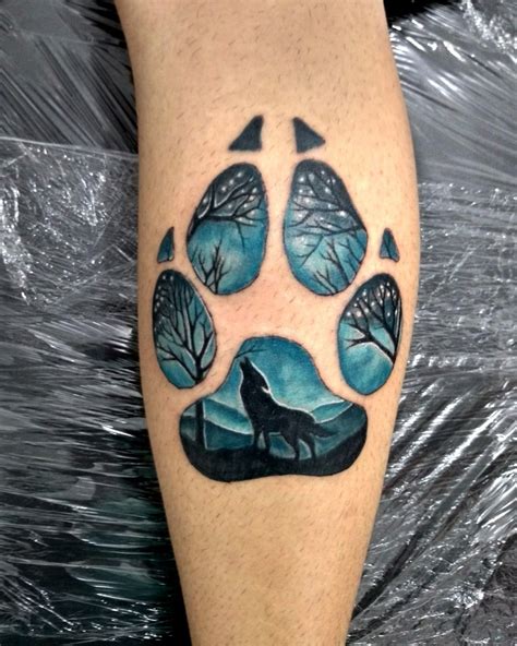 Grey Wolf Paw Print Tattoo