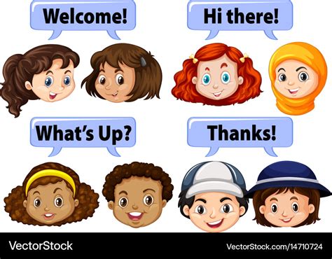 Children saying polite words Royalty Free Vector Image