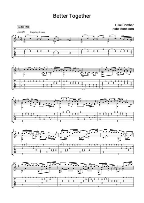 Luke Combs - Better Together chords, guitar tabs in Note-Store ...