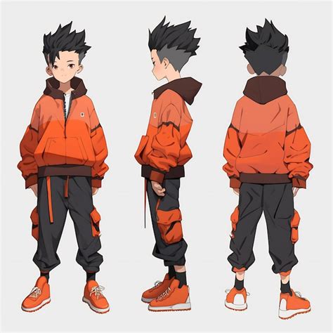 Premium Photo | Trendy Anime Boy Character Turnaround Concept Art Sheet ...