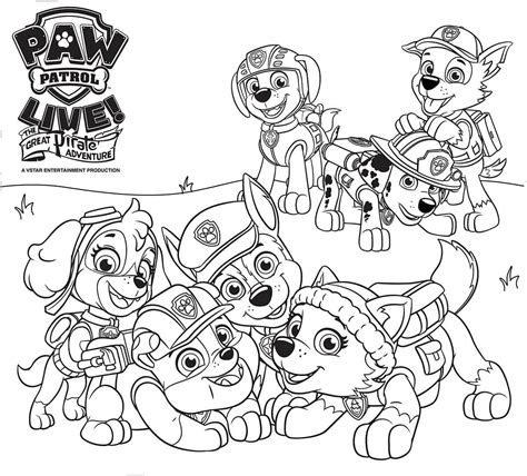 Rubble and his friends in Paw Patrol Coloring Page - Free Printable ...