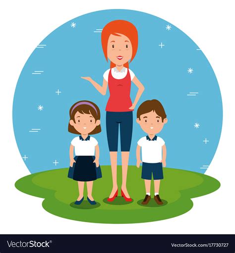 Teacher with student cartoon Royalty Free Vector Image