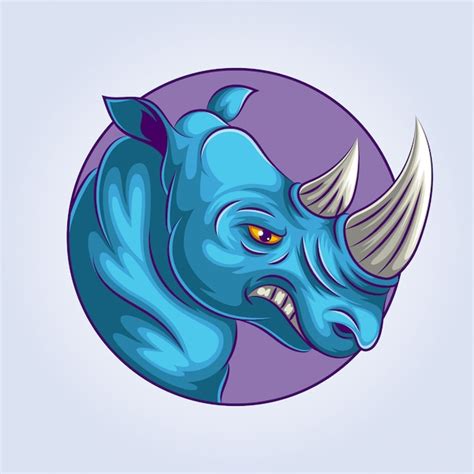 Rhino mascot logo illustration | Premium Vector