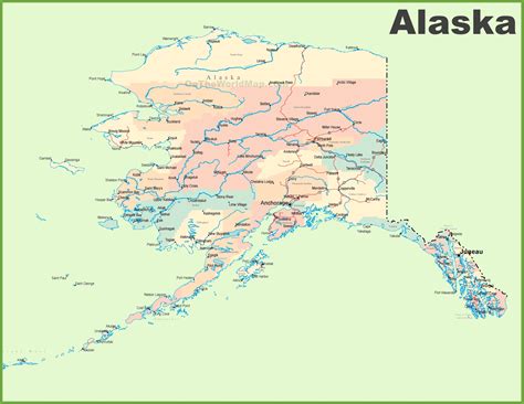 Printable Map Of Alaska With Cities And Towns