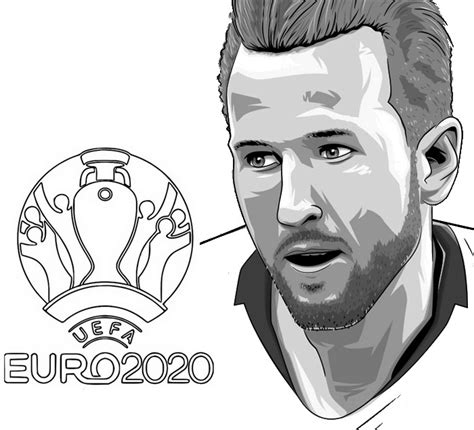 Coloring page Euro 2020 2021 : Harry Kane - England team 20