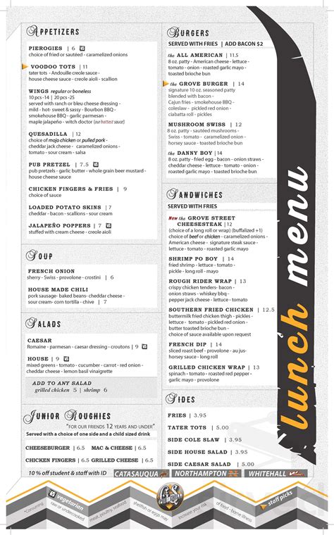 Menu for Grove Street Pub & Grill in Catasauqua, PA | Sirved