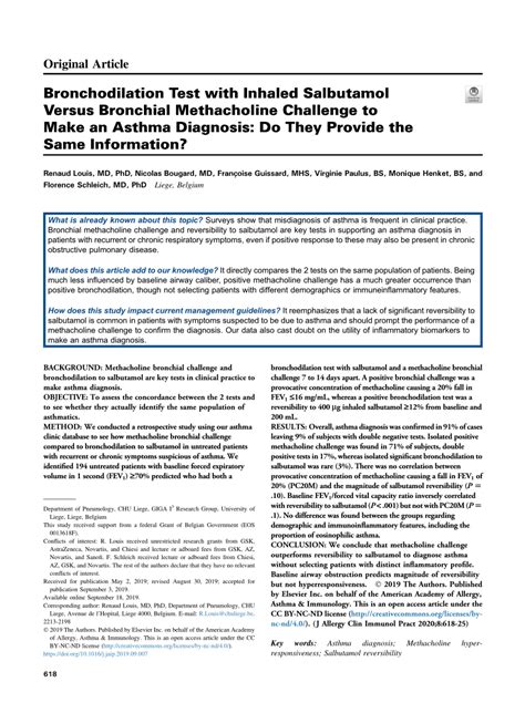 (PDF) Bronchodilation Test with Inhaled Salbutamol Versus Bronchial ...