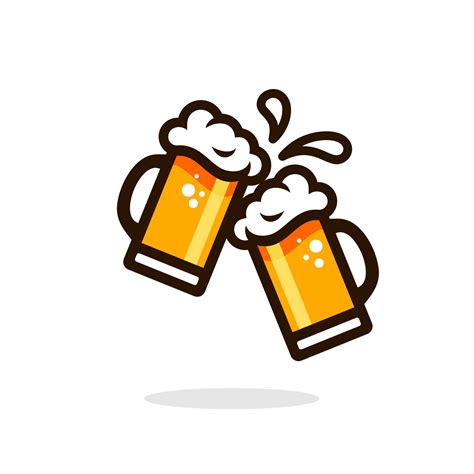 beer cheers vector. Two toasting beer mugs, Cheers. Clinking glass ...