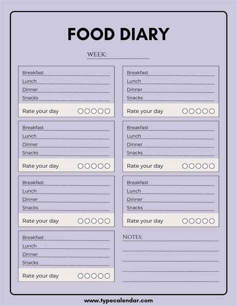 Free Printable Food Diary Templates [Word, Excel, PDF]