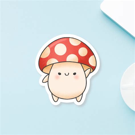 Mushroom Sticker Cute Mushroom Sticker Kawaii Mushroom | Etsy