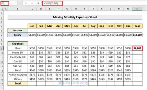 Home Expense Tracker Excel Template