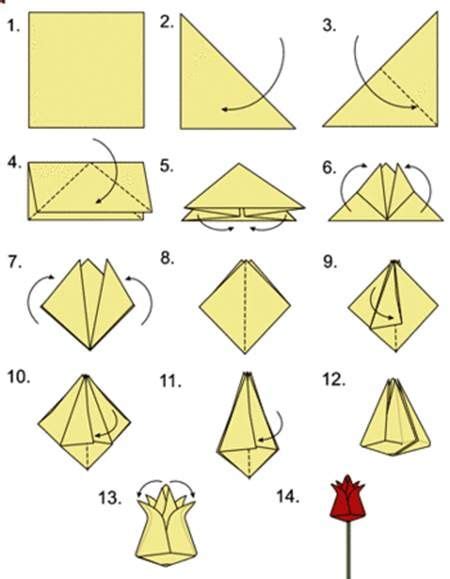 How to DIY Origami Tulip | iCreativeIdeas.com | Easy origami flower ...