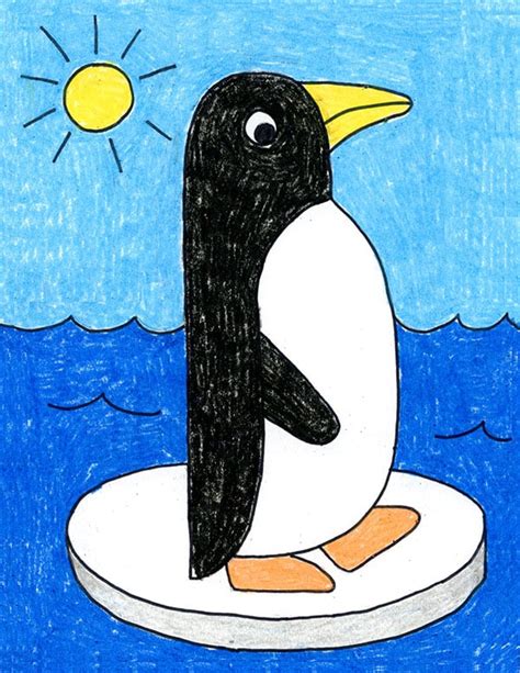 Easy How to Draw a Penguin Tutorial Video and Penguin Coloring Page