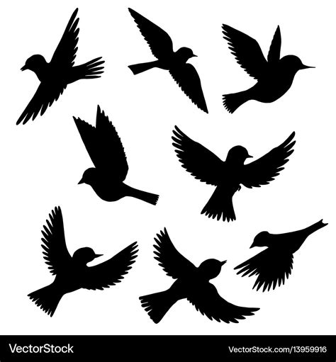 Set of flying birds silhouettes Royalty Free Vector Image