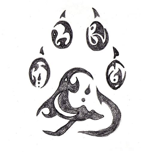 Tribal Wolf Paw Print Drawing - magicheft