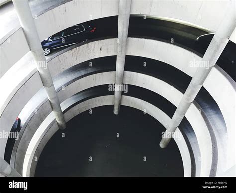 High Angle View Of Car In Parking Lot Stock Photo - Alamy