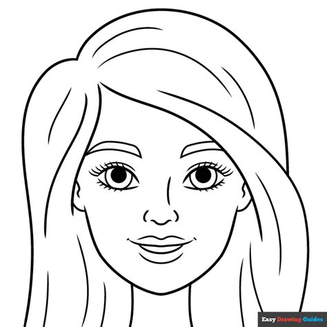 Easy Barbie Doll Face Coloring Page | Easy Drawing Guides