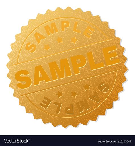 Golden sample medal stamp Royalty Free Vector Image