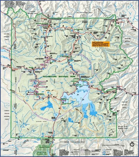 Yellowstone Hiking Map - ToursMaps.com