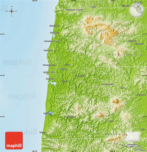 Physical Map of Lincoln County