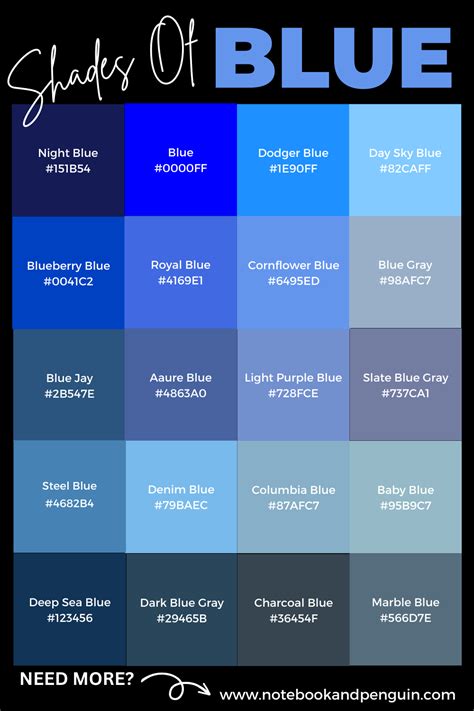 Blue Hex Code Color Palette | 75+ Shades of Blue