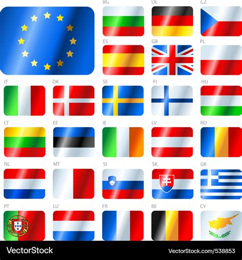 European union flags Royalty Free Vector Image