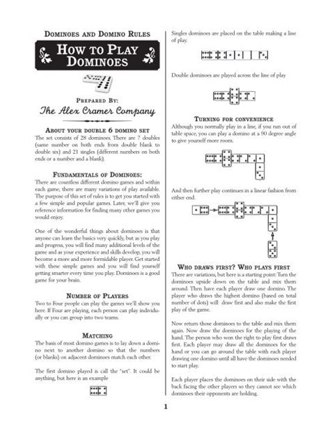 Printable Rules For Dominoes