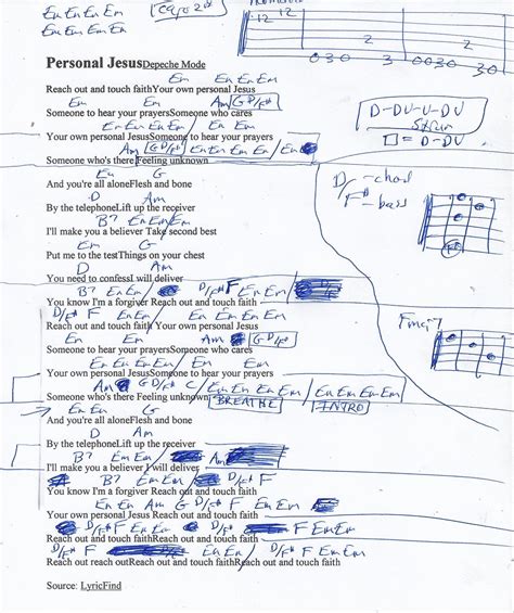 Personal jesus depeche mode guitar chord chart capo 2nd fret – Artofit